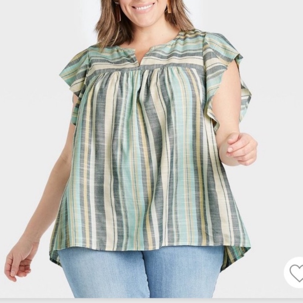 (4X)- Knox Ross Plus Size Women's Flutter Short Sleeve Top